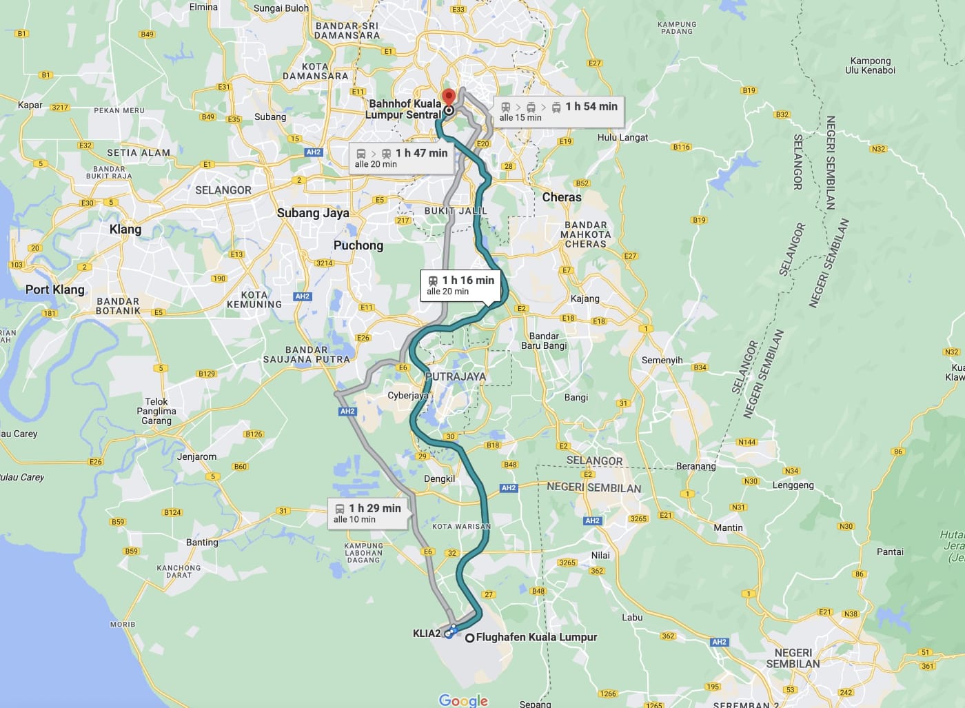 Kuala Lumpur: Vom Flughafen in die Stadt