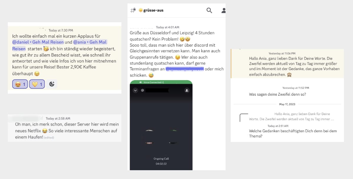 Reise Community auf Discord: Chats