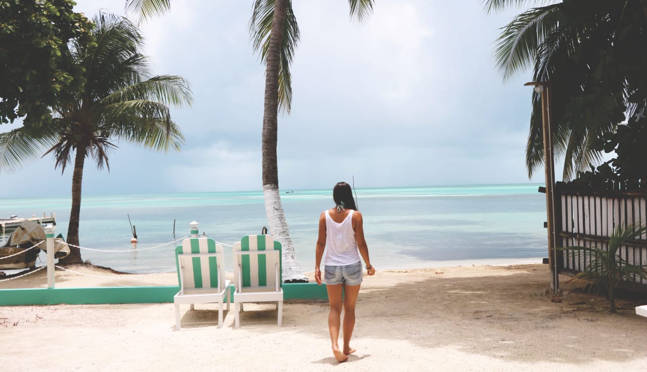 Strand von Sophies Guesthouse auf Caye Caulker