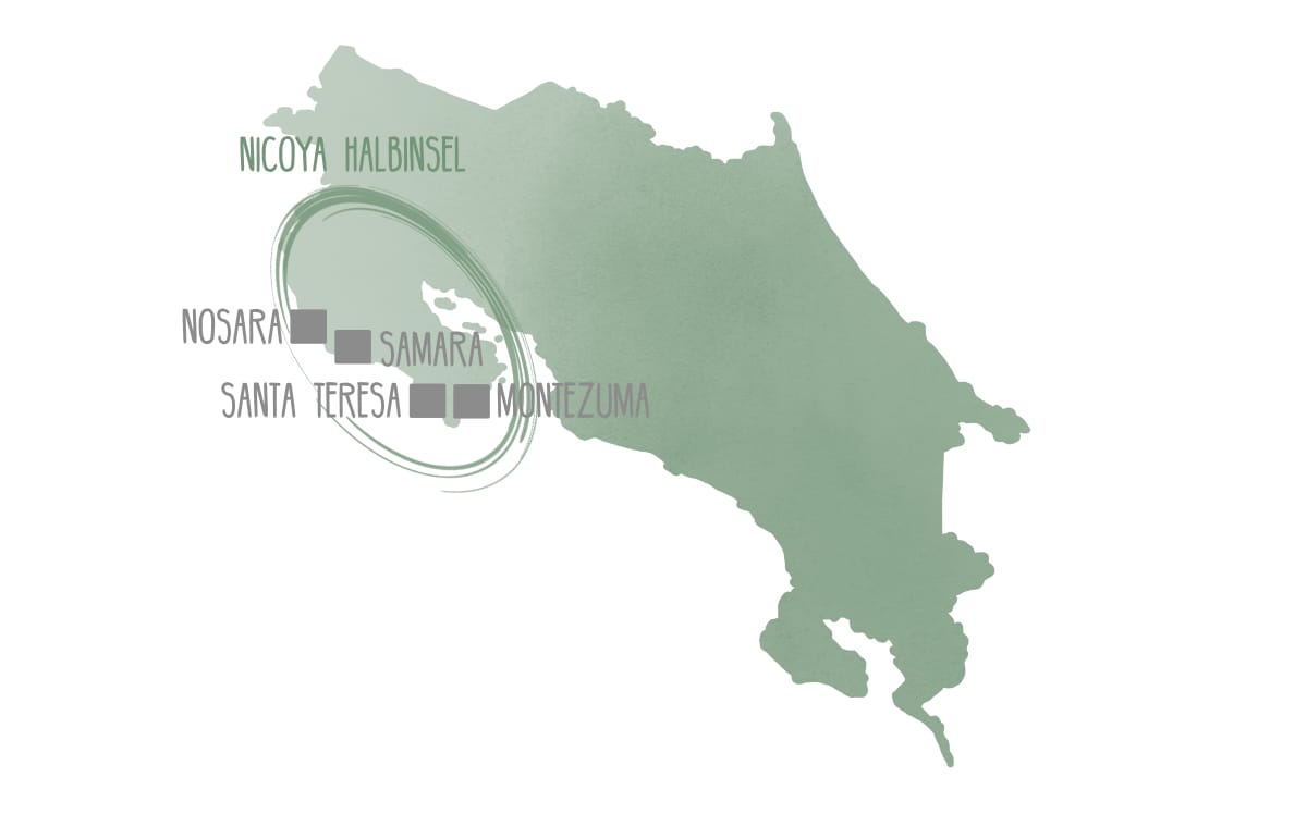 Costa Rica: Nicoya Halbinsel auf der Karte