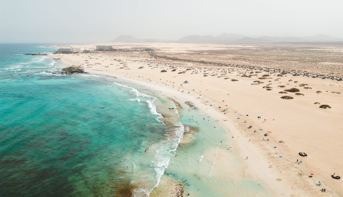Fuerteventura Sehenswürdigkeiten - Corralejo Strand Drohne