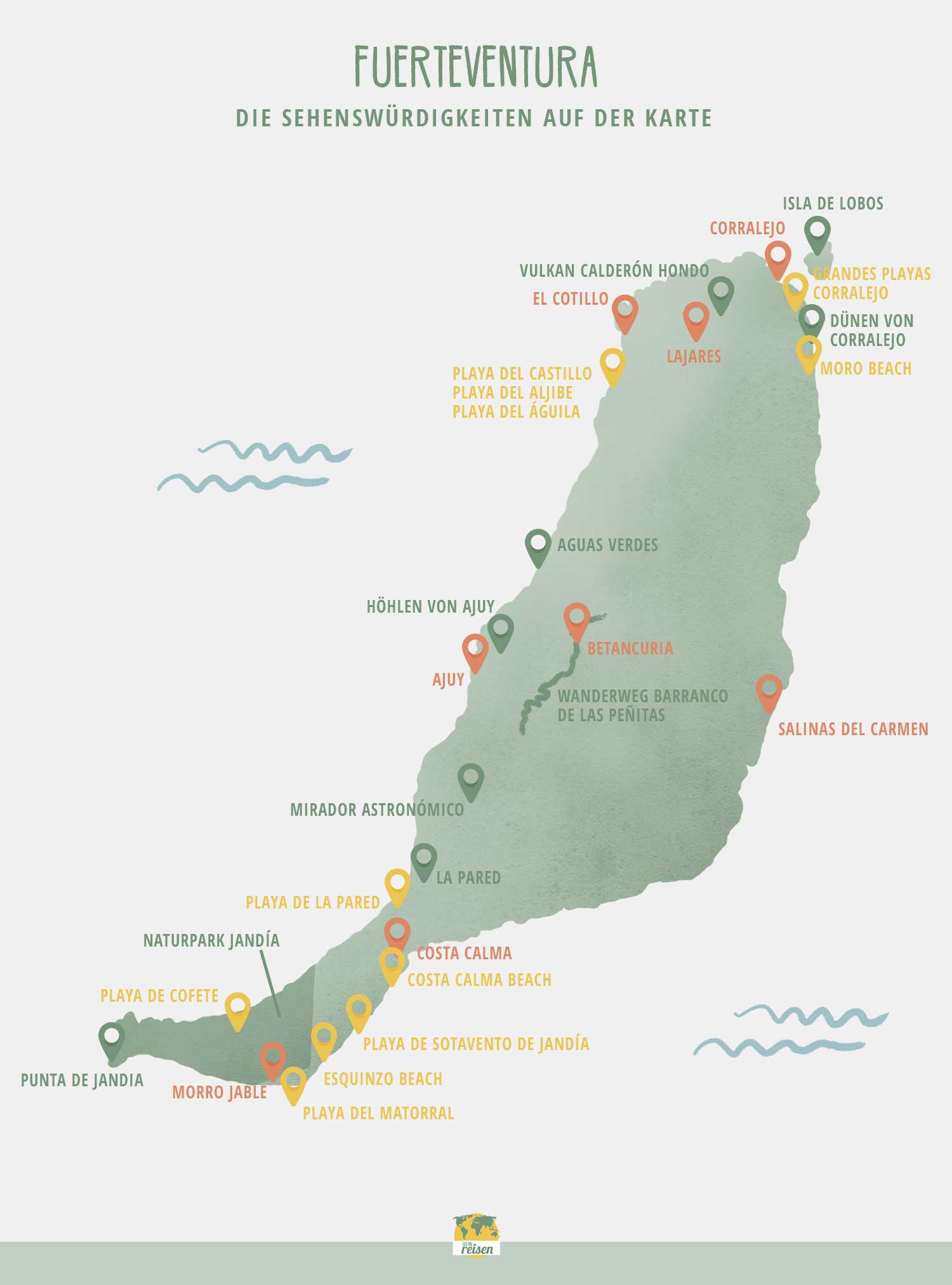 Fuerteventura Sehenswürdigkeiten auf der Karte