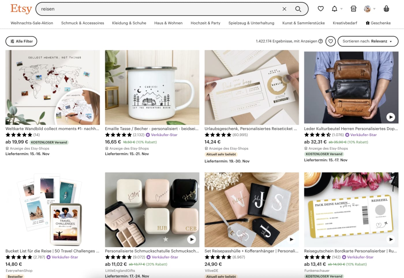 Geschenkidee für Reisende: etsy