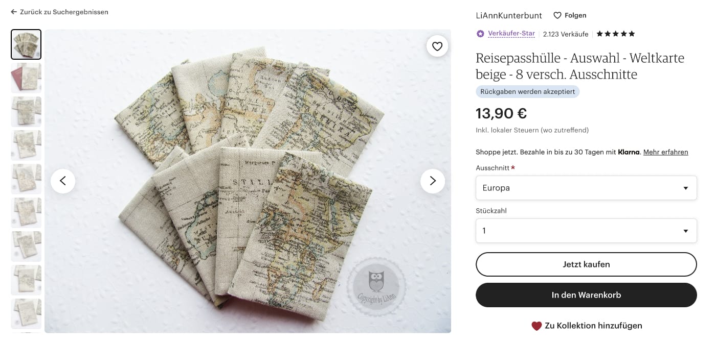 Geschenkidee für Reisende: Reisepasshülle mit Weltkarte