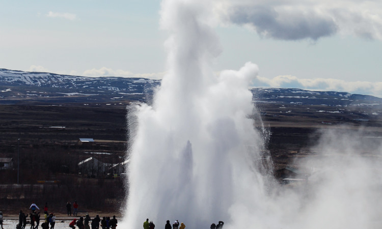 Ein Geysir im Geysirpark am goldenen Circle nähe Reykjavik