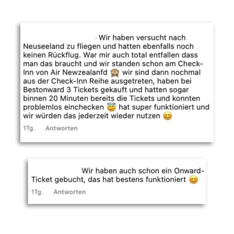 Onwardticket Erfahrungen
