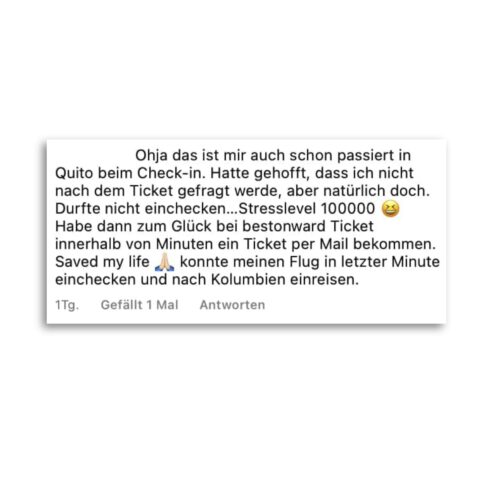 Onwardticket Erfahrung