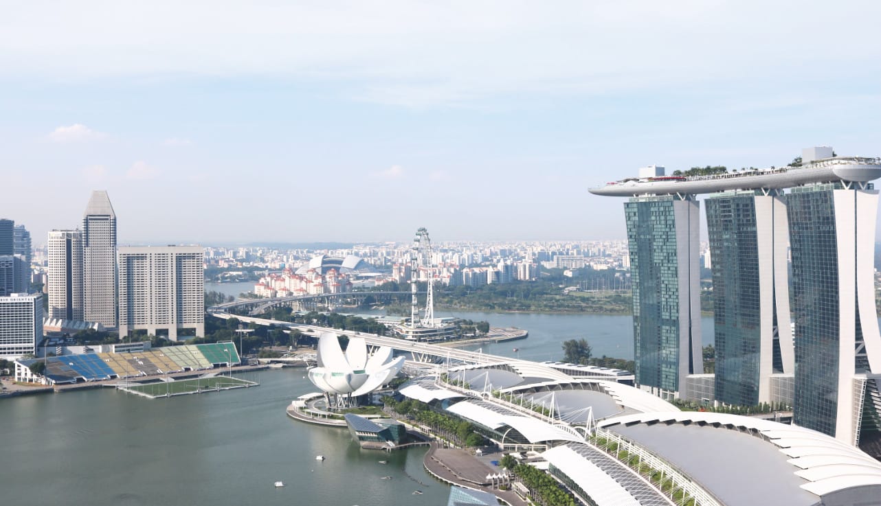 Singapur: Blick von Level33 auf Marina Bay Singapur: Blick von Level33 auf Marina Bay