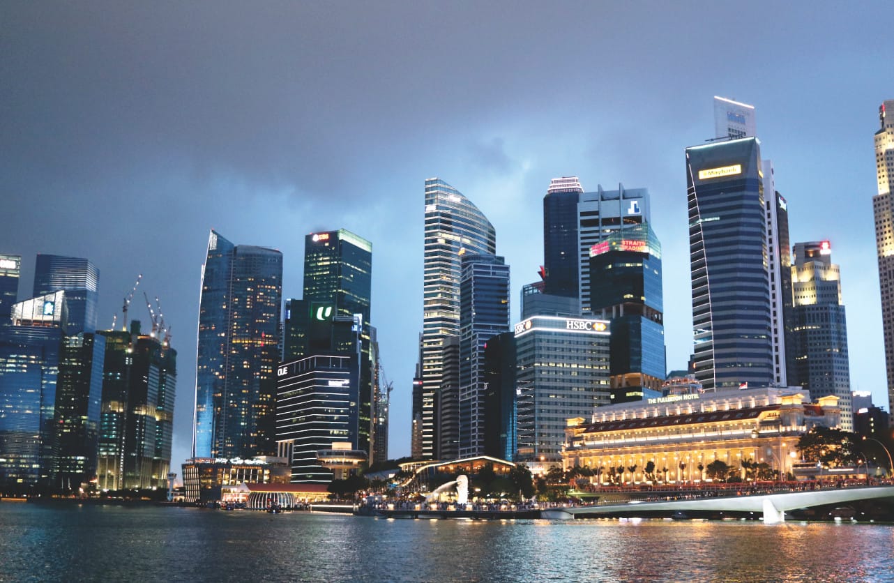 Singapur Skyline bei Nacht Singapur Skyline bei Nacht