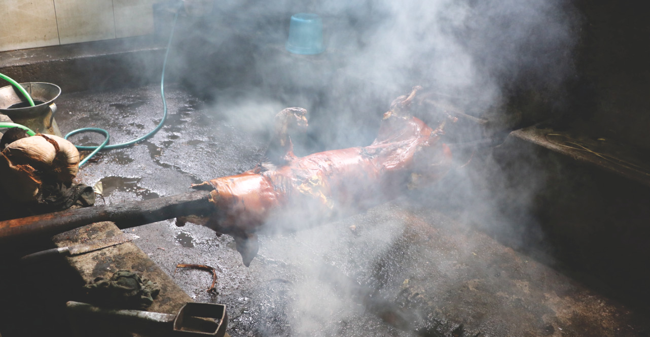 Spanferkel in Ubud auf Bali