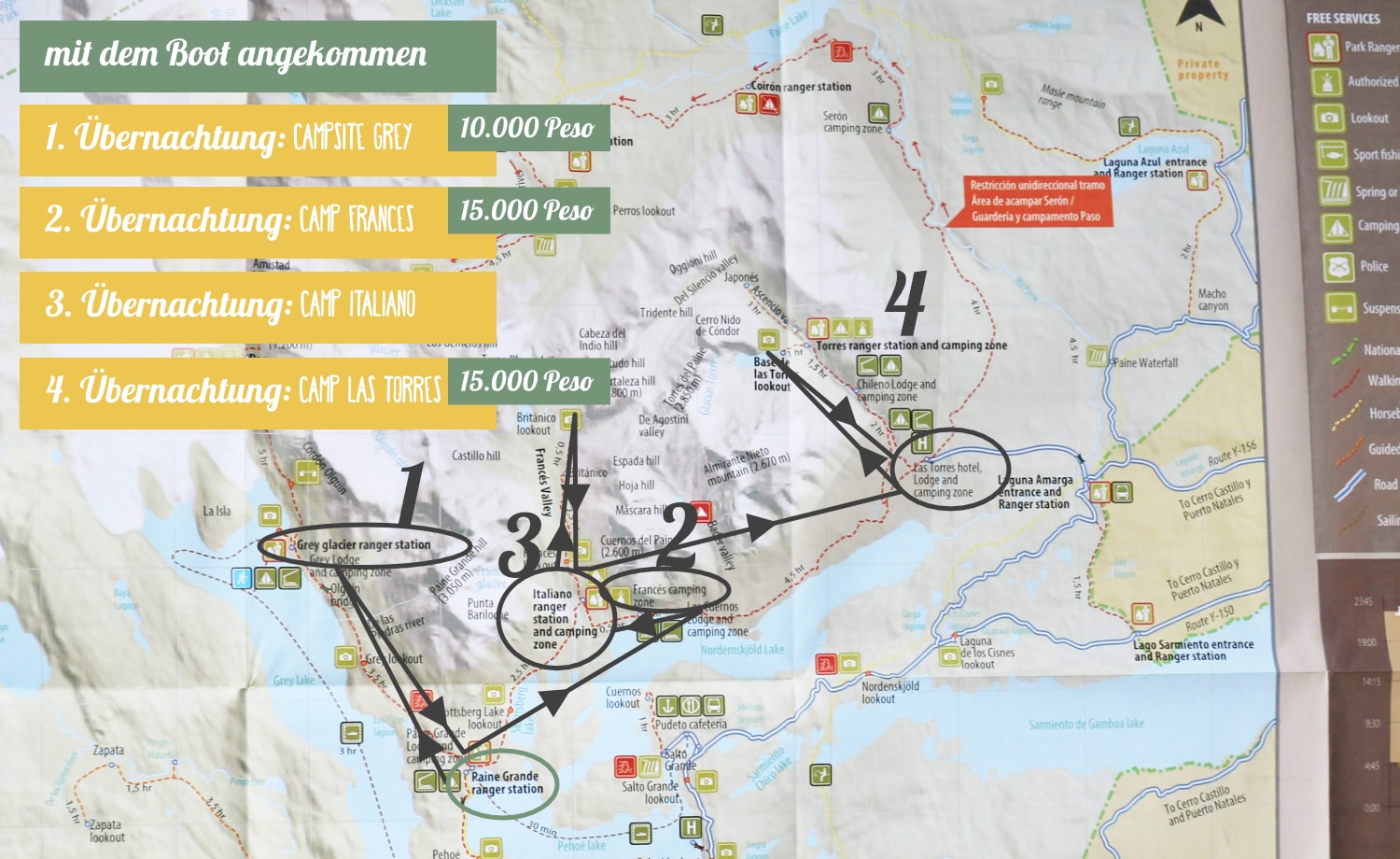 Torres del Paine W-Trek Planung Torres del Paine W-Trek Planung