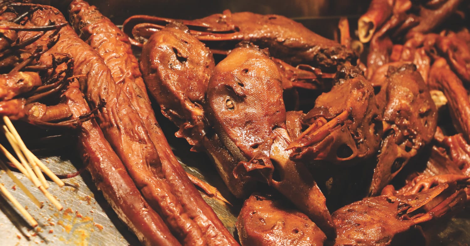 Typisches Essen in Taiwan - Entenhals/-kopf